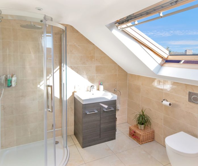beautiful en-suite bathroom, part of a Hip to Gable & Dormer loft conversion to a double-fronted house in Eltham South East London, SE9