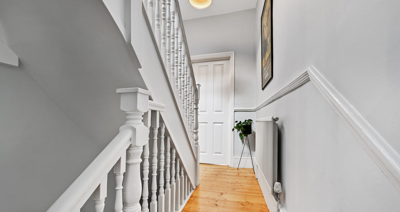light and airy hallway in an Inset Dormer loft conversion, at a home in Lewisham South East London, SE13