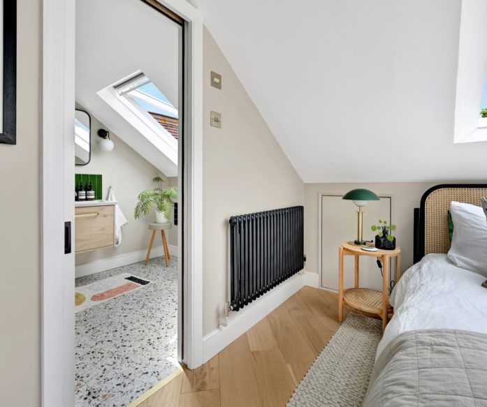 En Suite Bathroom with Terrazzo Flooring in Loft Conversion in Brentwood Essex CM13
