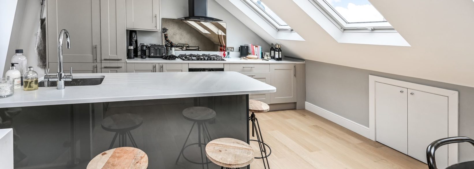Spacious Kitchen in L-Shaped Dormer Loft Conversion in Crouch End, North London N8