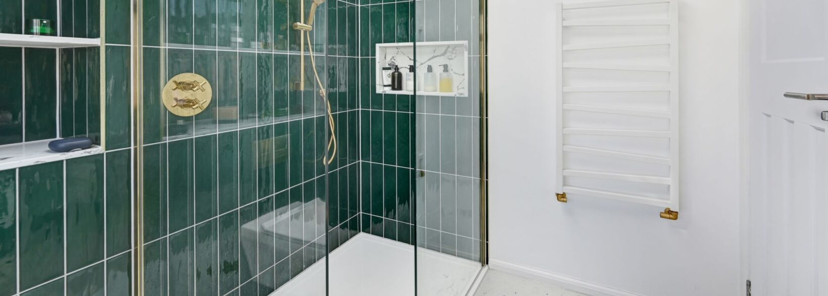 Walk-in shower in contemporary bathroom, Hackney E9 East London Loft conversion