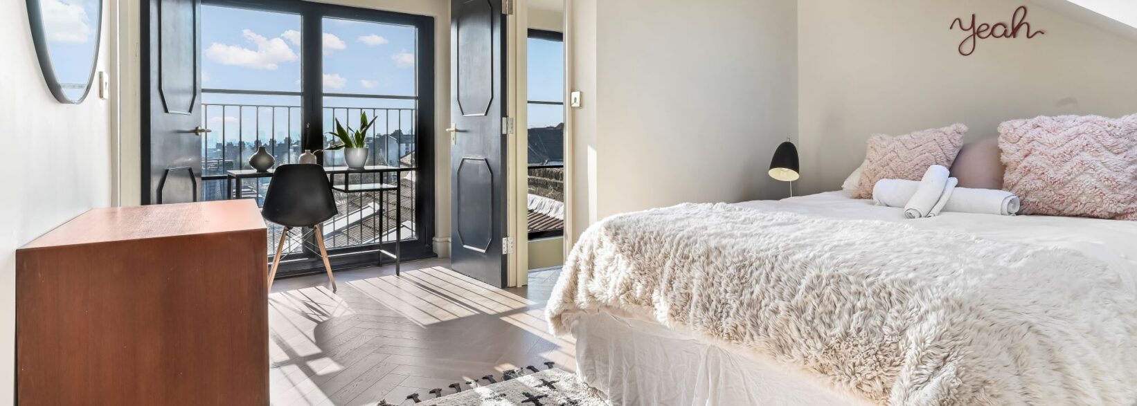 bedroom with french doors in a loft conversion in edgeware