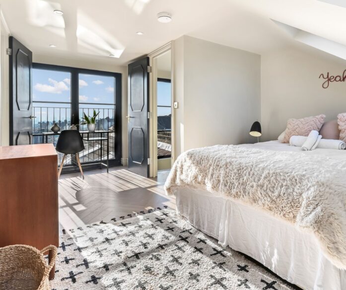bedroom with french doors in a loft conversion in edgeware