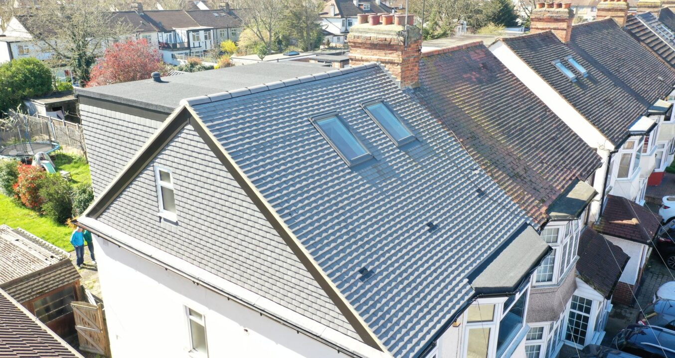 hip to gable loft conversion woolwich se18 rear dormer skylights tiled roof semi detached house