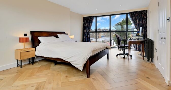 Loft conversion Dulwich SE22 bedroom with herringbone flooring